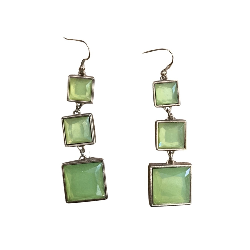 Forever 21 Gold & Green Square Earrings